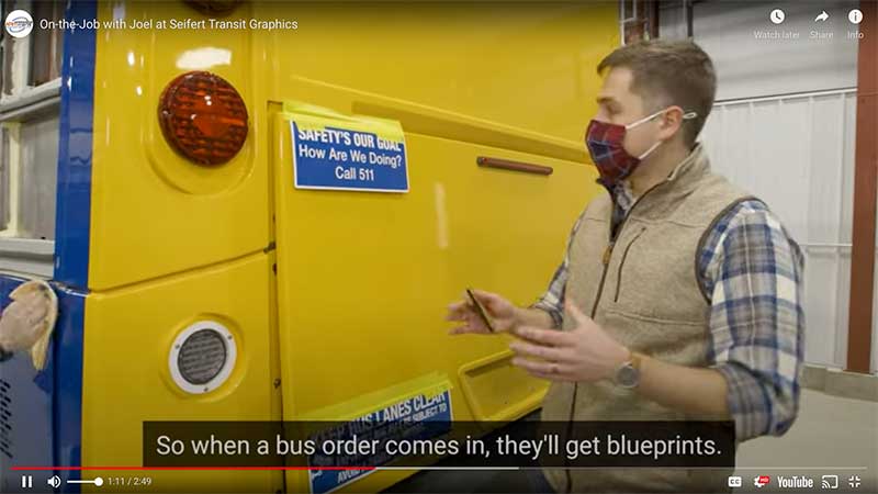 NAmTrans Director Joel Wood at Seifert Transit Graphics Plattsburgh, NY Joel Wood at NamTrans